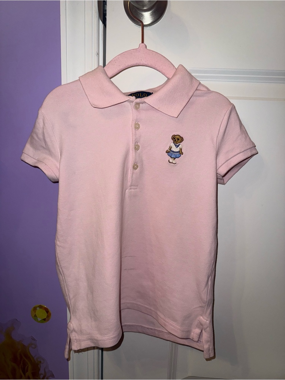 Ralph Lauren Light Pink Polo with Embroidered Bear